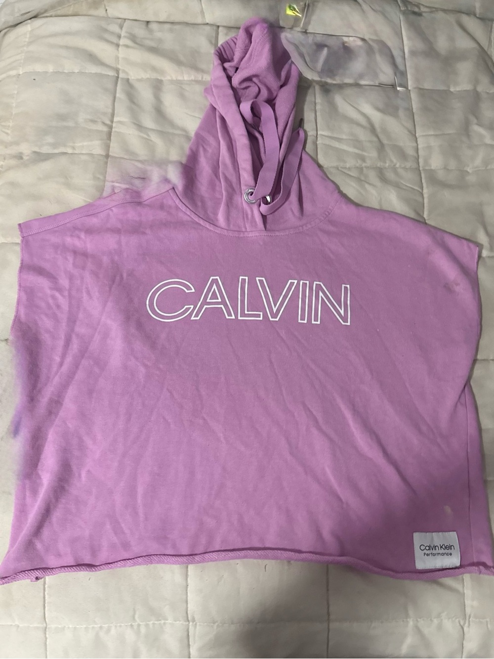 Calvin Klein Performance Lilac Logo boxy raw sleeve and hem Hoodie